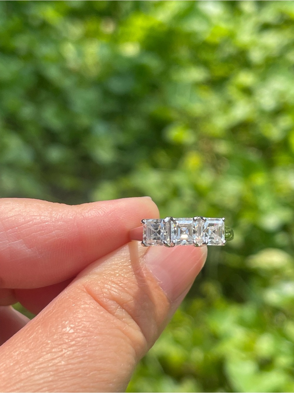 Moissanite 3 Stone Ring